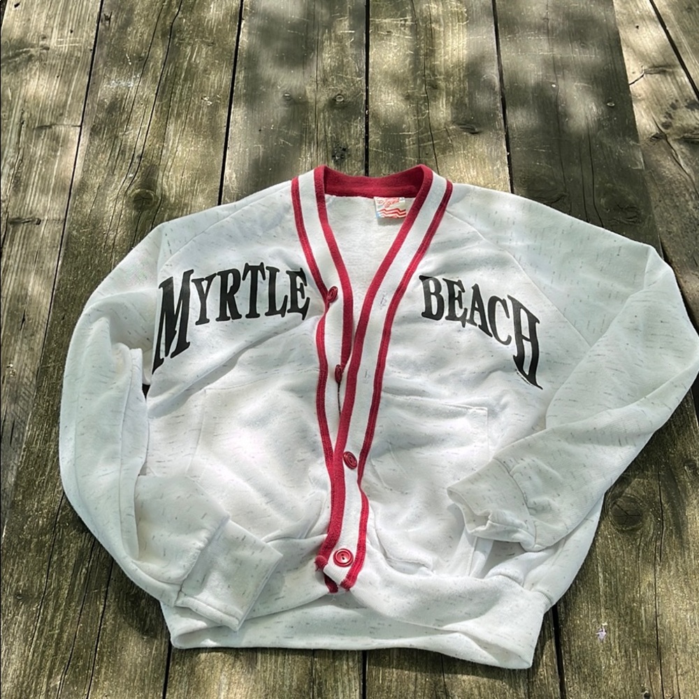 Summer Strand White and Red Cardigan